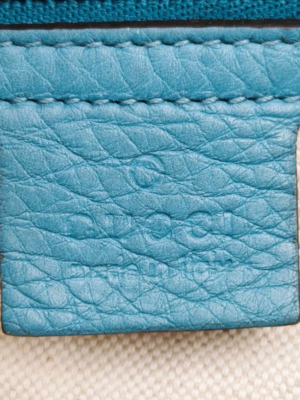 Gucci Bamboo Top Handle Leather Tote Bag Blue Convertible Satchel Italy